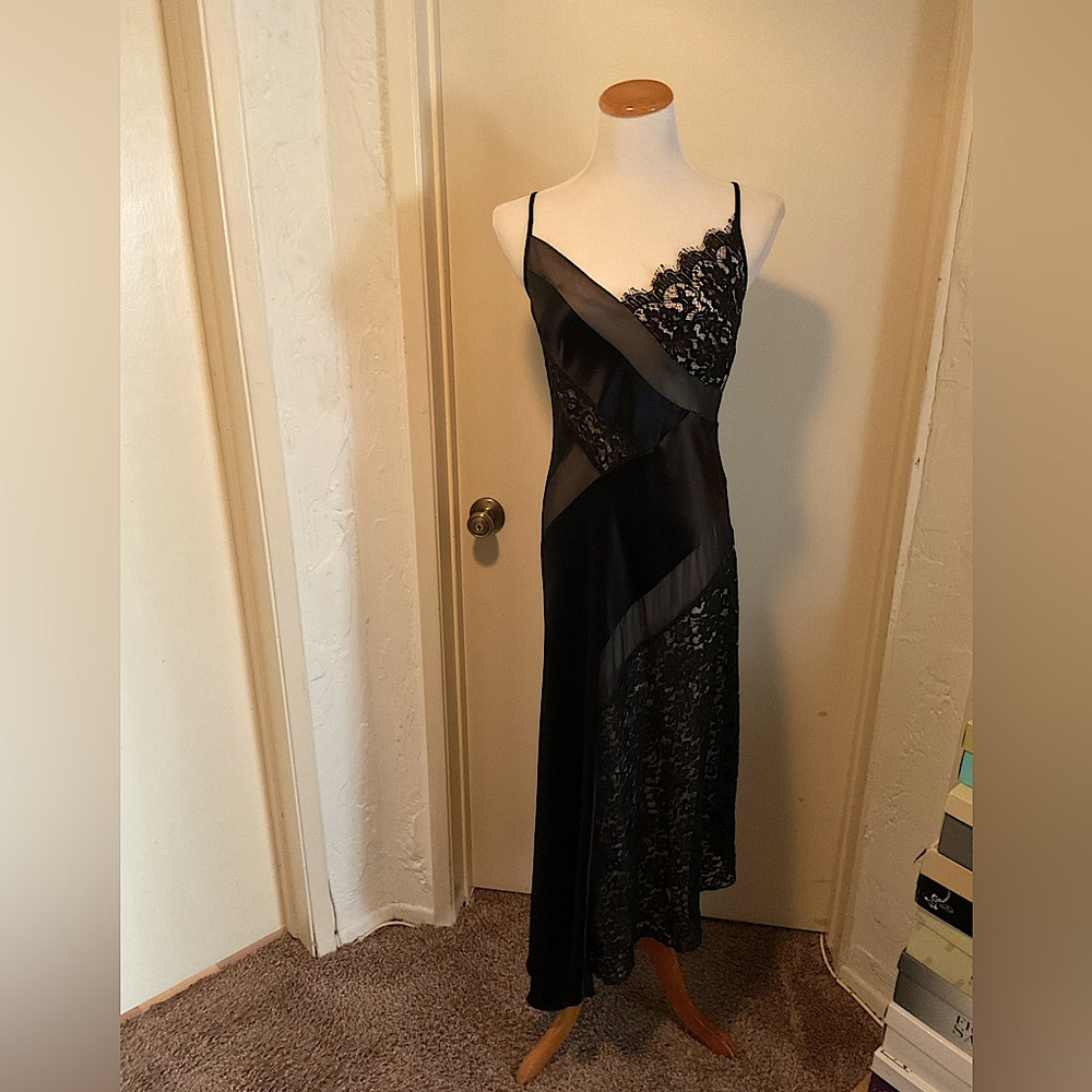 ABS Evening Black Slip Dress - Size 6